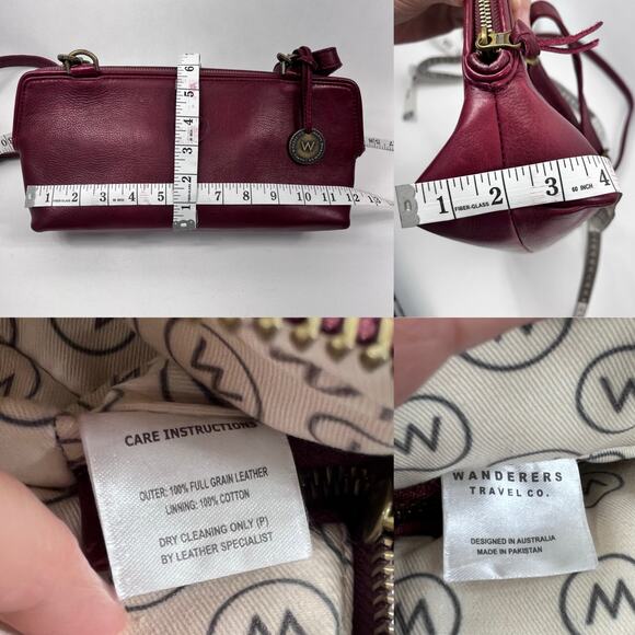 Wanderers Travel Co Crossbody Bag Marianna Burgundy Leather Handbag - Picture 16 of 16